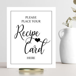 Weiße Schwarzherz-Hochzeitsdusche-REZEPT-SCHILD Poster