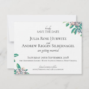Weiße Schwefelquellen heiraten das Datum ab Save The Date