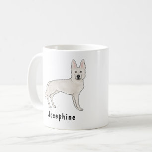 Weiße Schweizer Hirte GSD Niedlicher Hund mit Name Kaffeetasse