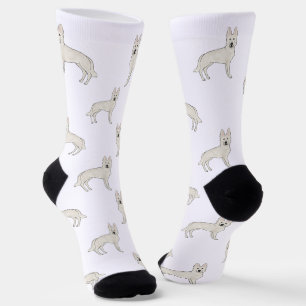 Weiße Schweizer Hirte GSD Niedliches Hundsmuster Socken