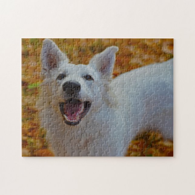 Weiße Schweizer Hirte Hund Jigsaws. Puzzle (Horizontal)