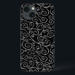 Weiße Scrollbahnen auf schwarz Case-Mate iPhone Hülle<br><div class="desc">Handgemalte,  weiße Kurven treffen sich und divergieren in diesem vielseitigen Wiederholdesign auf schwarzem Hintergrund. Das stilvolle Gemälde ist frei fließend und dekorativ. Aquarellmalerei,  gescannt,  digital verbessert. Copyright © 2014 Claire E. Skinner. Alle Rechte vorbehalten.</div>