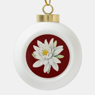Weiße Seerose-Blüte Keramik Kugel-Ornament