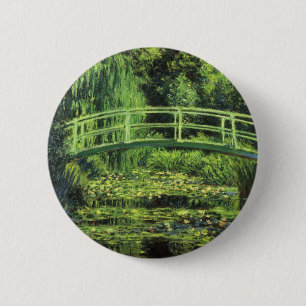 Weiße Seerosen von Claude Monet, Vintage Art Button