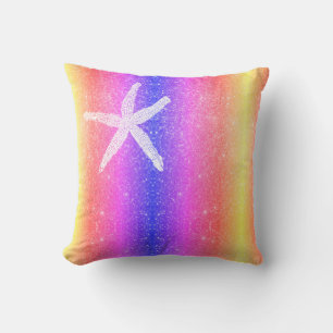Weiße Seesterne Multicolor Pink Einzigartiger Mutt Kissen
