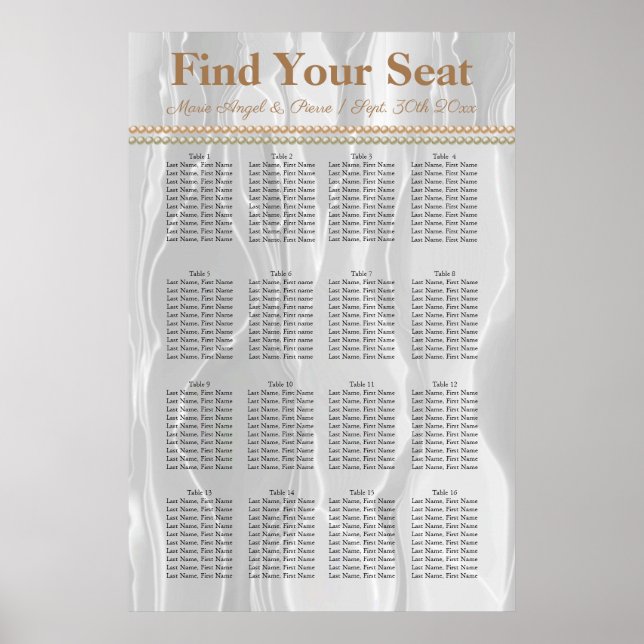 Weiße Seide mit leicht orangefarbenen Perlen Seeka Poster (Vorne)