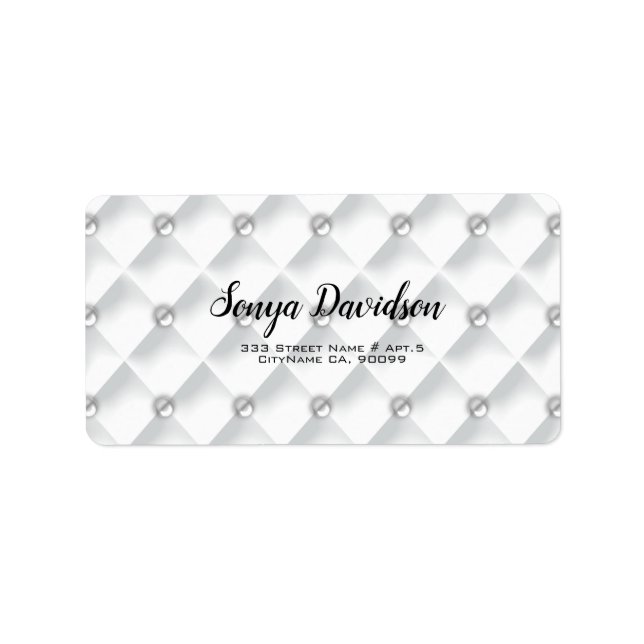 Weiße Seide mit Perlen Adressaufkleber (Vorne)