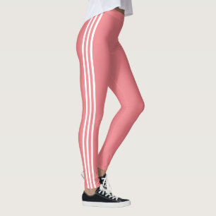 Weiße Seitenstreifen-Leggings in Lachsfarbe Leggings