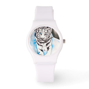 Weiße Siberische Tiger-Soße Armbanduhr
