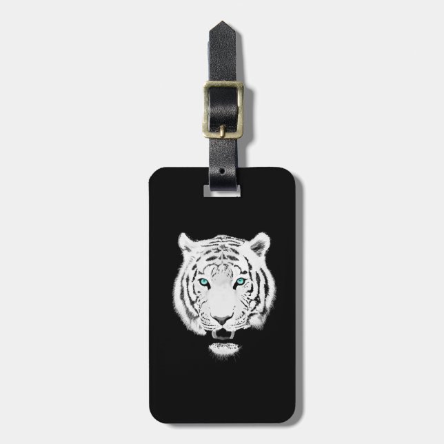 Weiße sibirische Tiger Wildlife Art Gepäckanhänger (Vorderseite vertikal)