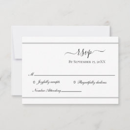 Weiße Silber Elegante Formal Wedding RSVP Card
