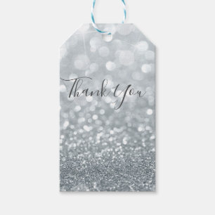 Weiße Silber Glitter Bokeh Glam Sweet 16 Party Geschenkanhänger