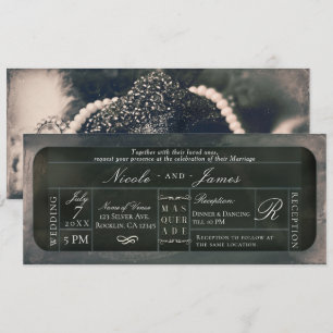 Weiße Silber Glitzer VIP-Ticket Hochzeit Einladung