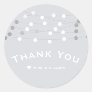 Weiße Silber Lichterkette Moderne Hochzeitsgunst Runder Aufkleber