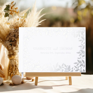 Weiße silberne botanische Hochzeit Gästebuch