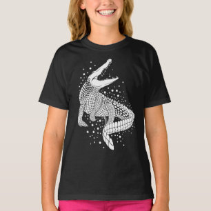 Weiße Silhouette des Tieres - Krokodil T-Shirt