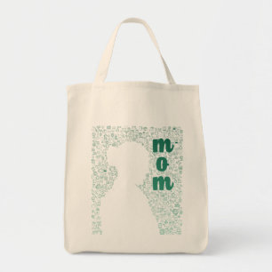 Weiße Silhouette einer Mama Tote Tasche