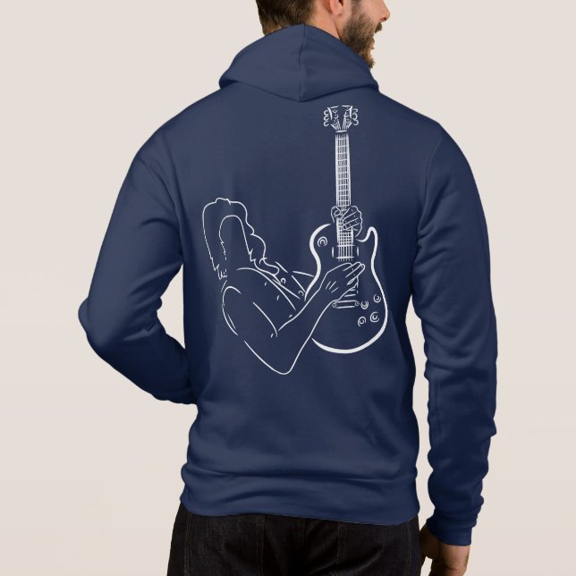 Weiße Silhouette eines Gitarristen mit Bassgitarre Hoodie (Rückseite)