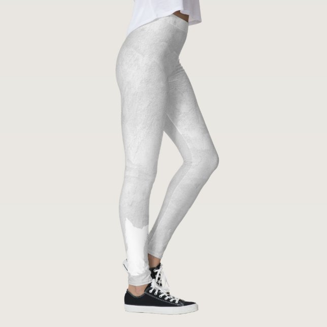 Weiße Silhouette Hund Grau Stucco Leggings (Rechts)