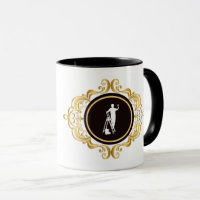 Weiße Silhouette von Maler auf Tasse