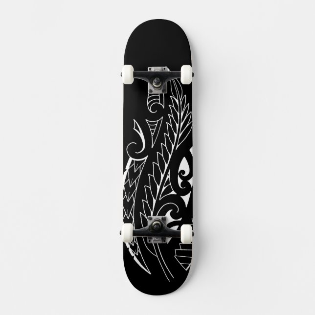 Weiße silverfern Kunst nationalen Sonderzeichens Skateboard (Vorderseite)