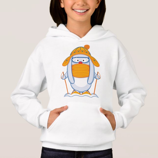 Weiße Skihase Hoodie (Vorderseite)