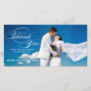 WEISSE SKRIPT WEDD DANK FOTOKARTE DANKESKARTE