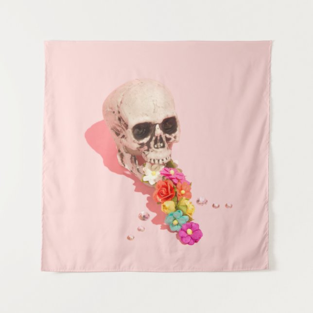 WEISSE SKULL CENTERPIECE WANDTEPPICH (Vorderseite)