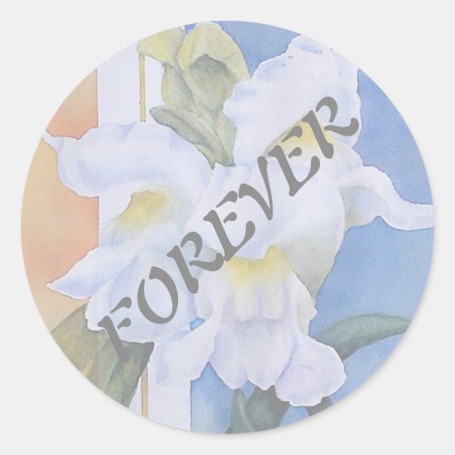 WEISSE SNAPDRAGONS WEDDSCHALTER RUNDER AUFKLEBER (Vorderseite)