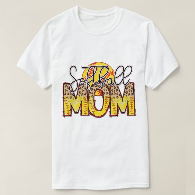 Weiße Softball-Mutter T-Shirt (Design vorne)