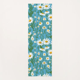 Weiße Sommergänseblümchen auf Aqua Yogamatte
