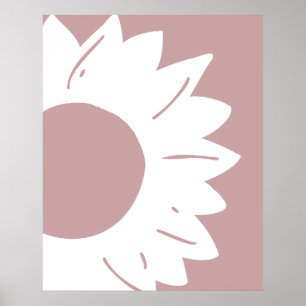 Weiße Sonnenblume auf staubrosa abstrakter Wandkun Poster