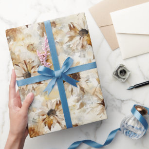Weiße Sonnenblumen Geburtstag Geschenkpapier