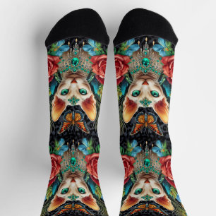 Weiße Sphynx Katzensocken aus der Crew Socken