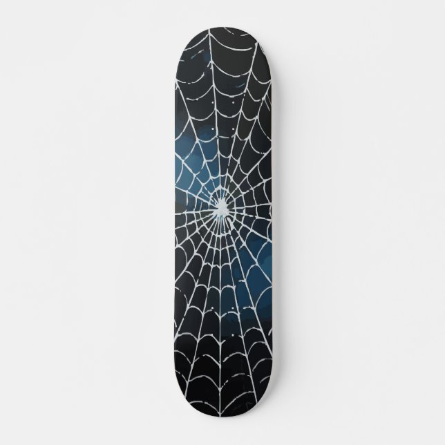 Weiße Spinnennetz-Verlaufs-Abstraktdesign Skateboard (Vorne)