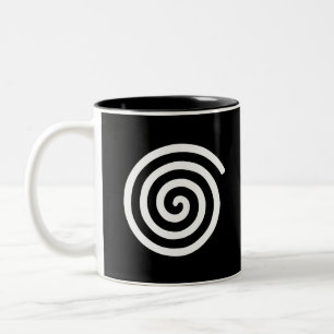 Weiße Spirale auf schwarz Zweifarbige Tasse