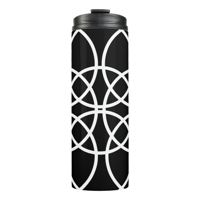 Weiße Spiralkreise Thermosbecher (Vorderseite)