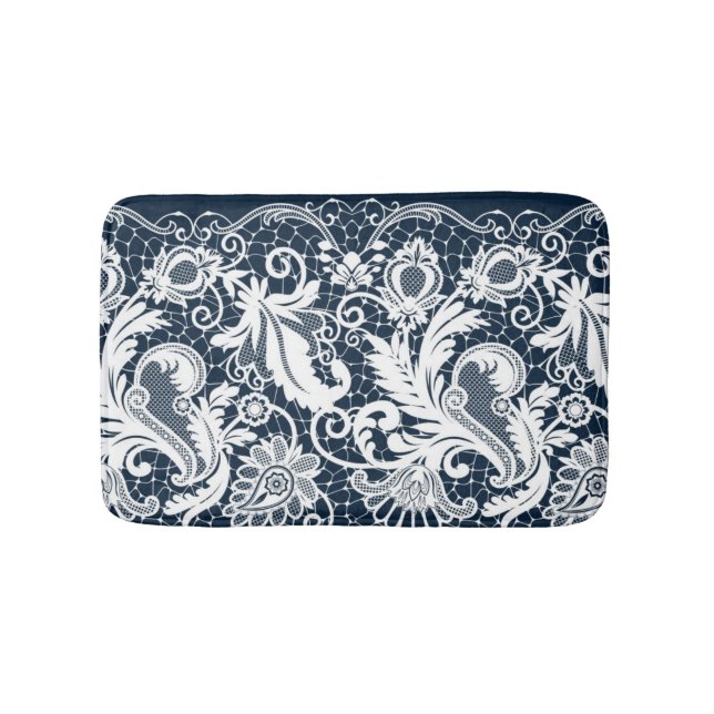 Weiße Spitze 2 Badematte (Vorderseite)