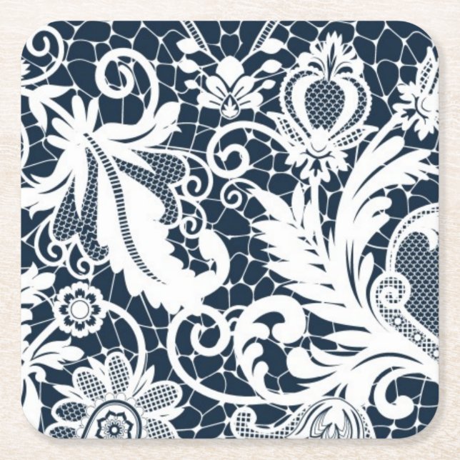 Weiße Spitze 2 Rechteckiger Pappuntersetzer (Vorderseite)