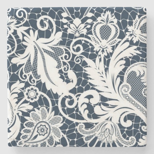 Weiße Spitze 2 Steinuntersetzer (Vorderseite)