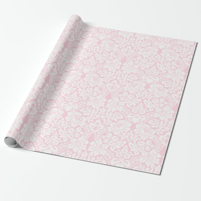 Weiße Spitze auf rosa Geschenkpapier (Ungerollt)