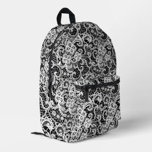 Weiße Spitze auf schwarz Bedruckter Rucksack