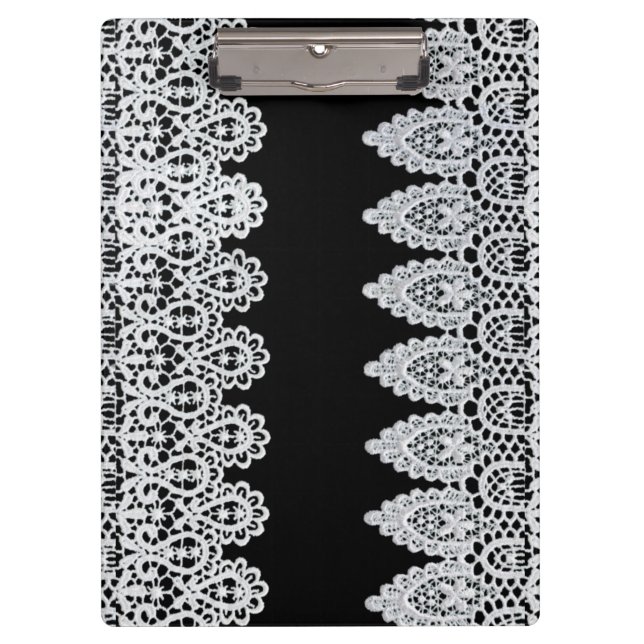 Weiße Spitze bildet eine empfindliche Grenze gegen Klemmbrett (Vorderseite)