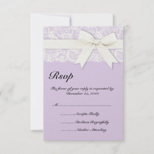 Weiße Spitze Flieder Lila Hochzeitseinladung RSVP Karte
