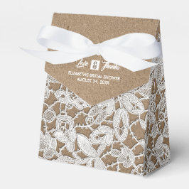 Weiße Spitze | Kraft Paper Brautparty Fevor Boxes Geschenkschachtel