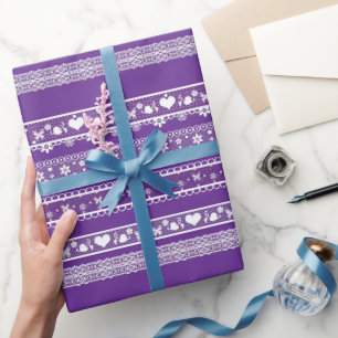 Weiße Spitze Romantische Spitzenverzierung Elegant Geschenkpapier