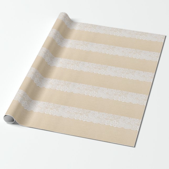Weiße Spitze über Stoffdesign. Geschenkpapier (Ungerollt)
