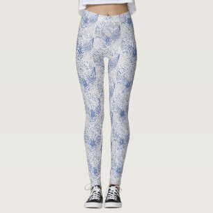 Weiße Spitzeeffektkunst blau oder Ihre eigene Leggings