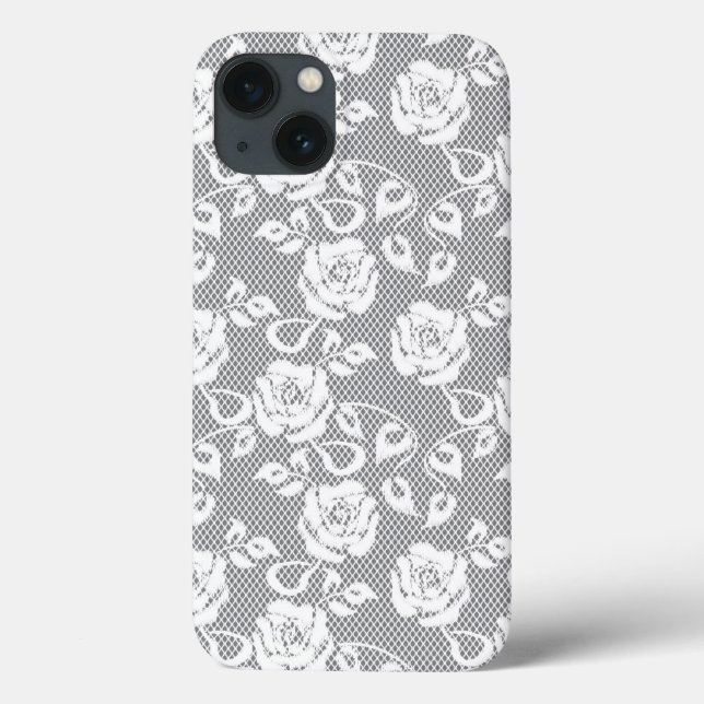 Weiße Spitzen auf grauem Hintergrund Case-Mate iPhone Hülle (Rückseite)