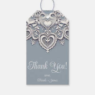Weiße Spitzen-Herzen Romantischer Charme Hochzeit Geschenkanhänger